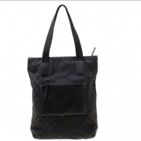 Gucci Monogram Gg Nylon Pocket Shopper Bla… - Picture 10 of 12